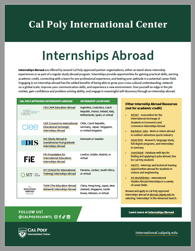 Internships Abroad Flyer image